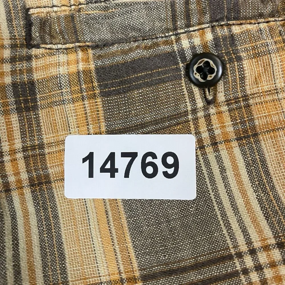Tommy Bahama Relax Short Mens 35‎ Brown Plaid Linen Chino Preppy Adult